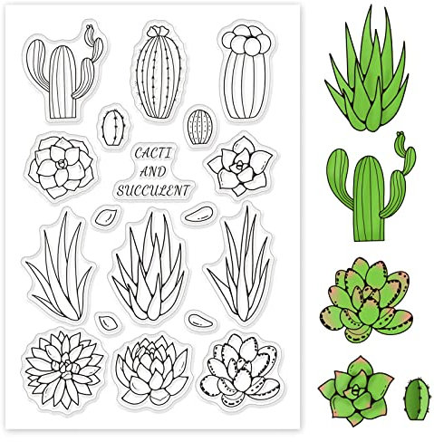 GLOBLELAND Kaktus Briefmarken löschen Silikonstempelkarten für Kartenherstellung und DIY Scrapbooking