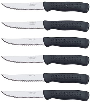 Arcos Tafelmesser - Steakmesser Tafelmesser - Klinge aus rostfreiem Edelstahl NITRUM 110 mm - Griff aus Polypropylen - Farbe schwarz (6)