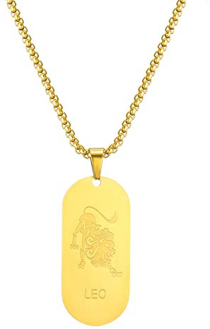 AFSTALR Gold Kette 12 Sternbilder Löwe Halskette Herren Tierkreis Kette Anhänger Konstellation Kette