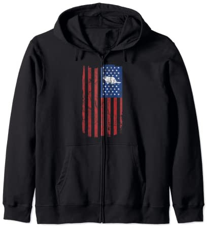Groundhog Day Vintage amerikanische Flagge Retro Wood Chuck Kapuzenjacke