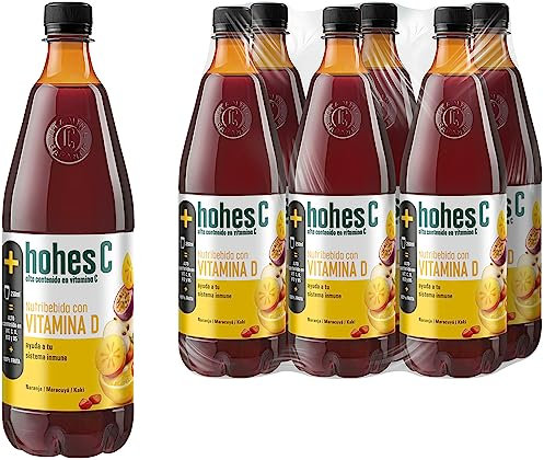 Vitamina D y Vitamina C - hohes C Nutribebida con Vitamina D y C Zumo de Naranja, Maracuyá y Kaki Zumo 100% natural Pack 6 x 1L