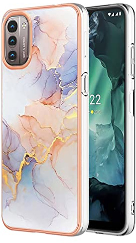 SEAHAI Hülle für Nokia G21 / Nokia G11, Bunte Muster Ultra Dünn Glänzend Weich Silikon TPU Stoßfest Handyhülle Cover Flexibel Handytasche Schutzhülle - Marmor weiß