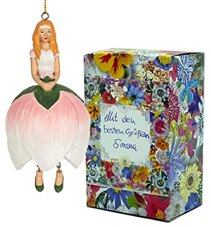 Girl Hanging Water Lilies Figurine Elves Flower Figurine Flower Sculpture with Gift Box