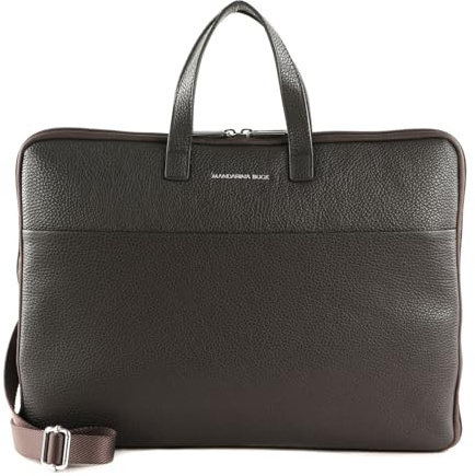 Mandarina Duck Leder Henkeltasche Umhängetasche mit Laptopfach Mellow Urban Briefcase Mole dunkelbraun