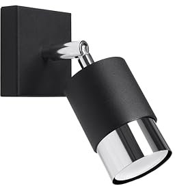 Sollux Wandleuchte Wandlampe Innen – Wandbeleuchtung – Led-wandleuchte Innen – Wandstrahler Innen – Glühbirne Nicht im Lieferumfang Enthalten – Lampe Wand Innen NERO Schwarz, Chrom - GU10-Fassung