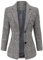 ebossy Damen Kerbe Revers 2 Knöpfe Boyfriend Blazer Anzug Hahnentritt Plaid Jacke Mantel, GRAU, XXL