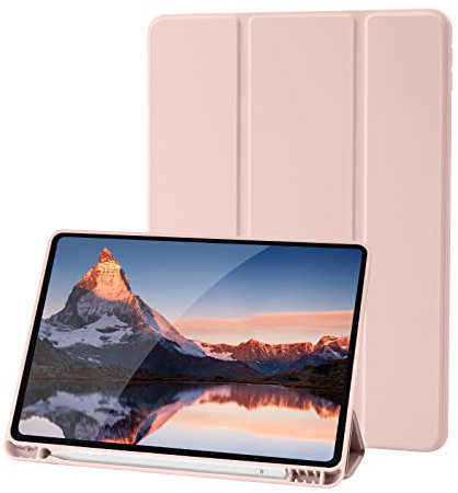 Case Compatible with iPad 9th/8th/7th Generation, Premium PU Leather + Soft TPU Back Case with Pencil Holder, Auto Sleep/Wake 10.2 Inch iPad Case Cover 2021/2020/2019 (Pink)