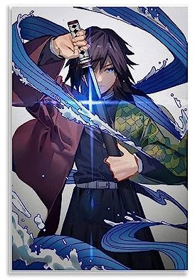 ENILSA Demon Slayer Giyu Tomioka von Japan AnimeCanvas Poster Dekorative Malerei Leinwand Wandposter und Kunstdruck, moderne Familie Schlafzimmer Dekor Poster 30 x 45 cm