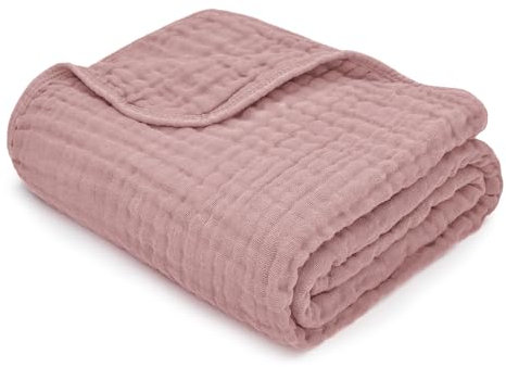 Comfy Cubs Baby-Musselin-Decke, Wickeldecke für Neugeborene, Kleinkinder, großer Bezug, 101,6 x 101,6 cm, 6-lagiger Plüsch, weich zum Pucken, (Mauve, Baby – Musselin)