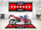 wibeart MPM Motorradmatte im HRC-Rennstil – waschbare, rutschfeste, öl- und wasserfeste Parkmatte für Garage, Ausstellungsraum und Werkstatt | Größe 1: 86.6 x 39.4/220 x 100 cm