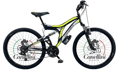 BICICLETTE CANELLINI Colorado - Bicicleta de niño MTB Full SUSPENSION 26 - Ruedas de 26 pulgadas, color negro/amarillo
