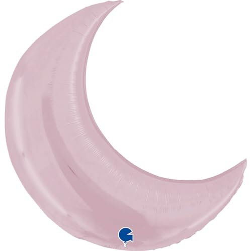 Grabo pink moon balloon made in Italy. balloon for births or gender reveal, foil with straw to inflate it. colourful balloons 76 x 78 cm