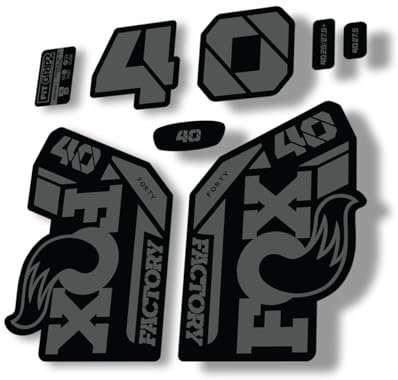 Autocollant de rechange pour fourche compatible avec Fox 40 2021 Series Gris (mat)
