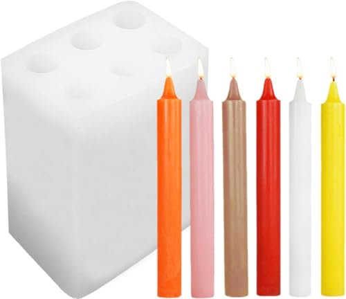Moldes de silicona para velas, 6 agujeros, molde de vela de pilar largo, moldes de silicona para velas de aromaterapia, velas, cera de soja, jabón, arcilla, manualidades, resina, hechos a mano,
