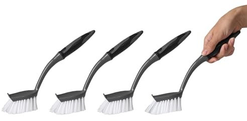 4 x Spülbürste schwarz VonBueren | 29 x 5,5 cm je Geschirrbürste | Küchenbürste/Bürsten für die Küche und zur Reinigung | Spülbürsten | Bürste mit ergonomischem Griff | Reinigungsbürste