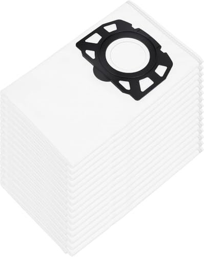 15 unidades Bolsas filtro de papel para aspiradora Kärcher 6.959-130.0, WD3 Bolsas filtro de papel Bolsas para aspiradora WD3 1629 MV3 Premium A2201/2604/2251/2554/2504/2204 (Blanco)