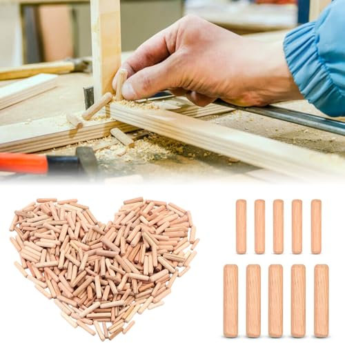Chevilles Bois,150pcs Tourillons en Hêtre,Chevilles Bois 6 mm,Chevilles Bois 8 mm,Chevilles Bois pour Meubles,Cheville de Meuble,Chevilles Rainurées en Bois,pour Meubles en Bois Dur Rainuré