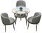 Küchen-Esstisch-Set, rund, Frühstücksbar, runder Möbeltisch und Stuhl, runder Konferenztisch (grau, 80 cm Tisch + 3 x Stuhl)