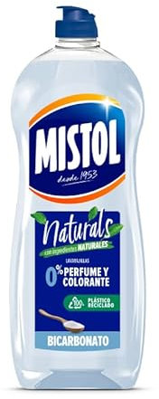 MISTOL - Naturals Bicarbonato | Lavavajillas a Mano Hipoalergénico | Fórmula sin Perfumes ni Colorantes | Máximo Cuidado para Pieles Sensibles y Eficacia Impecable en la Limpieza |650 ml