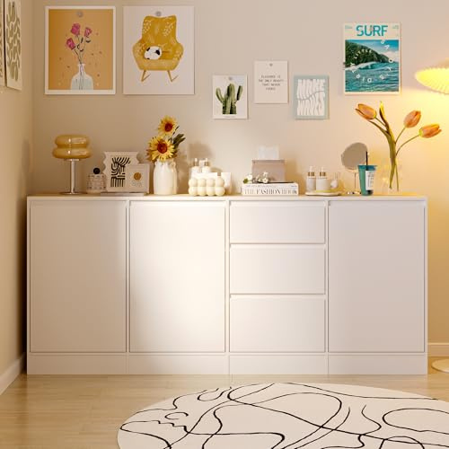 PREMTURE Sideboard 180×35×80 cm, Kommode mit 4 Türen und 3 Schubladen | Großer Stauraum – 4 Türen & 3 Schubladen – Vielseitig einsetzbar – Modernes Design – Pflegeleichte Oberfläche