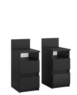 Vicco Nachttisch Monty, Nachtkommode, Schwarz, 25 x 59.1 cm 2er Set