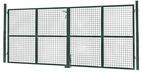 IDMarket - Maschendrahtzaun-Tor 315 x 150 cm aus grünem Stahl mit Schloss und Griff