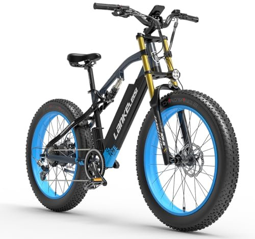 cysum RV700 E-Bike Herren, 26 Zoll E Bike Mountainbike für Erwachsene, Fat Tire Elektrofahrrad mit 48v16ah Akku, 120km Reichweite, 25Km/h, Doppelfederung (blau)