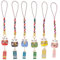 WEBEEDY 6 Styles Porte Clés Pendentif Chat Chanceux Maneki Neko Japonais avec Étiquettes en Métal et Corde Colorée pour Décoration de Téléphone 11-12cm