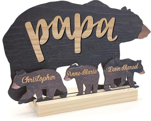 Elbeffekt Papabär Holzbild - Geschenke Vatertag, Papatag Geschenke, Geschenkidee Papa, Papa Geschenk Geburtstag, Vater Geburtstagsgeschenk, Vatertagsgeschenk Personalisiert, Vatertag Geschenk, Dad