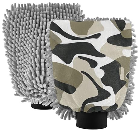 miaozhen Luvas para limpeza Gant de toilette en microfibre Motif militaire Marron