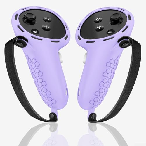 Springwillfly Quest3S - 2 fundas de silicona suave para mando, protectores de silicona para Meta para Quest 3 y Quest 3S (morado)
