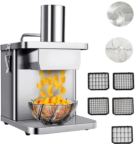 Heavy Duty 304 Stainless Steel Commercial Vegetable Dicer Electric Fruit Dicing Machine Electric Carrot Potato Onion Granular Cube Cutting Shredder Food Processor