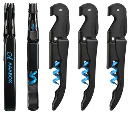 10 Stück Kellnermesser，3-in-1 Flaschenöffner,Upgraded Heavy Duty Edelstahl Korkenzieher Wein,Weinöffner für Sommeliers Kellner und Barkeeper(Blau+Schwarz)