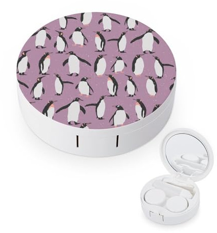 fkgvwo Contact Lens Case Penguins Contact Lens Box Travel Kit Portable for Travel & Home