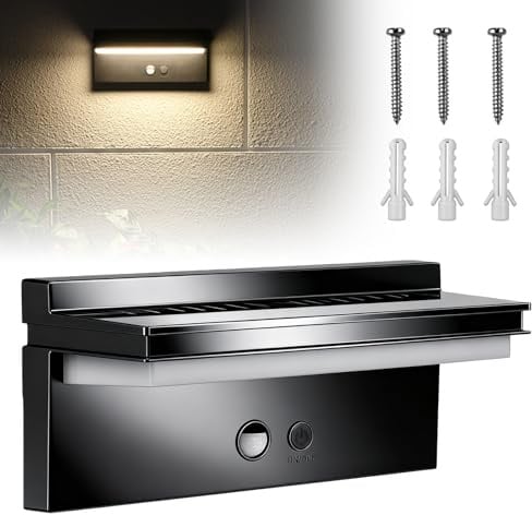 GOMETY Solarlampen für Außen mit Bewegungsmelder, LED Solar Wandleuchte Außen Warmweiß 3000K, IPX5 Wasserdicht, 4 Lichtmodi, Superhelle Solarlampe für Garten, Terrasse, Garage und Hof