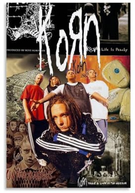zotuuie Vintage Korn Poster Rock Band Music Album Collage Cover Für Zimmer, Ästhetische Leinwand-Wandkunst, Schlafzimmer-Dekor Posters 12x18inch(30x45cm)