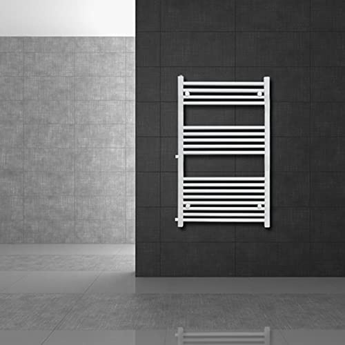 LuxeBath Badheizkörper Austausch 600x1200 mm Weiß mit Thermostatventil Set, Renovierungsheizkörper gerade mit Seitenanschluss, Nabenabstand 500 mm, Handtuchwärmer Handtuchtrockner Handtuchheizkörper