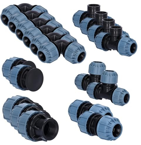 STEMAX-Wassertechnik PE Rohr Set für Bewässerung - Rohrsystem mit Klemmkupplungen (Basic M - 25mm)