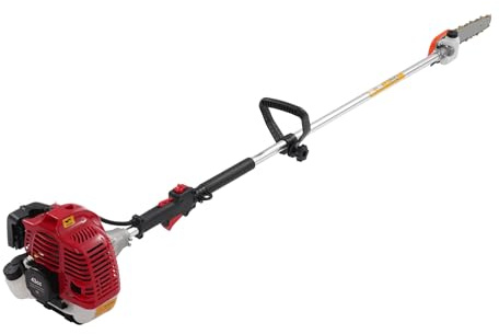 Goddlgjik 43cc Motosierra Telescópica de Gasolina 8500 rpm, 2 tiempos 1,7HP Motosierra de Gasolina con vástago extensible de 1.5m, Depósito de 1000 ml, Multifuncional Sierra de árbol