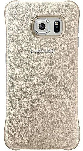 Samsung Custodia Protective Cover In Finta Pelle Per Galaxy S6 Edge, Oro [Eu]