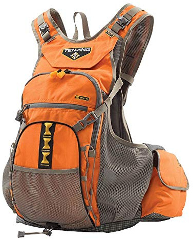 TENZING TZ BV16 Upland Bird Vest | Hydration Compatible Durable Rip-Stop Blaze Orange Hunting Vest-Pack with 14 Shot Shell Loops, 13 Pockets & Compartments, M/LG