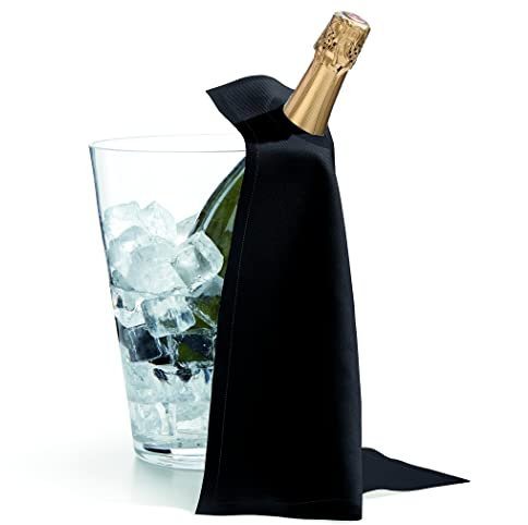 Paño cubre botella profesional 100 % algodón ultrarresistente – antideslizante, secado rápido – hostelería Rizo Lito 40×40 cm para vino y cava - Recomendado para el uso en cubiteras - Color negro