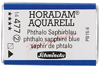 Schmincke – HORADAM® AQUARELL - feinste Künstler-Aquarellfarben, 477 Phthalo Saphirblau, 14 477 043, 1/1 Näpfchen