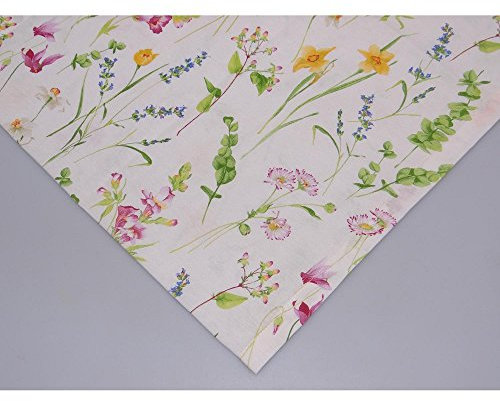 Hossner Tischläufer, Läufer BLÜTENWIESE, Blumen 40x100cm Baumwolle weiß bunt