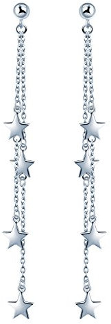 Yumilok 925 Sterling Silber Sterne Sternchen Ohrhänger Kettchen Ohrringe Hypoallergen Ohrschmuck für Damen Frauen Mädchen