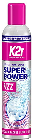 K2r Super Power Fizz Aerosol Fleckenentferner vor dem Waschen, Grün | Fleckenentferner vor dem Waschen, Brauseschaum, ultra-hartnäckige Flecken, sofortige Entkalkung, einwandfreies Ergebnis