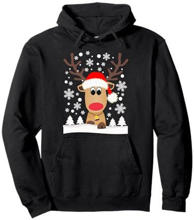 Lustiges Rentier Weihnachtsmütze Schnee Schneeflocken Elch , Mit Kapuze , Pullover Hoodie