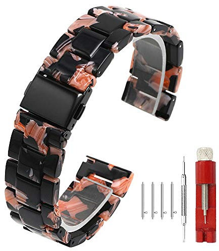 Kai Tian Helles Kirschschwarz Armband Harz Uhrenarmbänder für Männer Frauen 20mm Schnellwechsel-Uhrenarmbandersatz Edelstahlverschluss Alle Links entfernbar