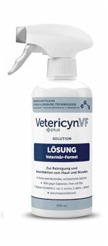 ecuphar Vetericyn VF +Plus Lösung | 500 ml | Reinigungs- und Desinfektionsmittel für alle Tiere | Zur Reinigung und Desinfektion von Wunden und stark beanspruchten Hautpartien