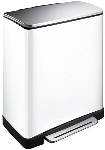 EKO E-Cube Recycling-Tritt-Mülleimer 28+18 Liter, VB 926846, Weiß